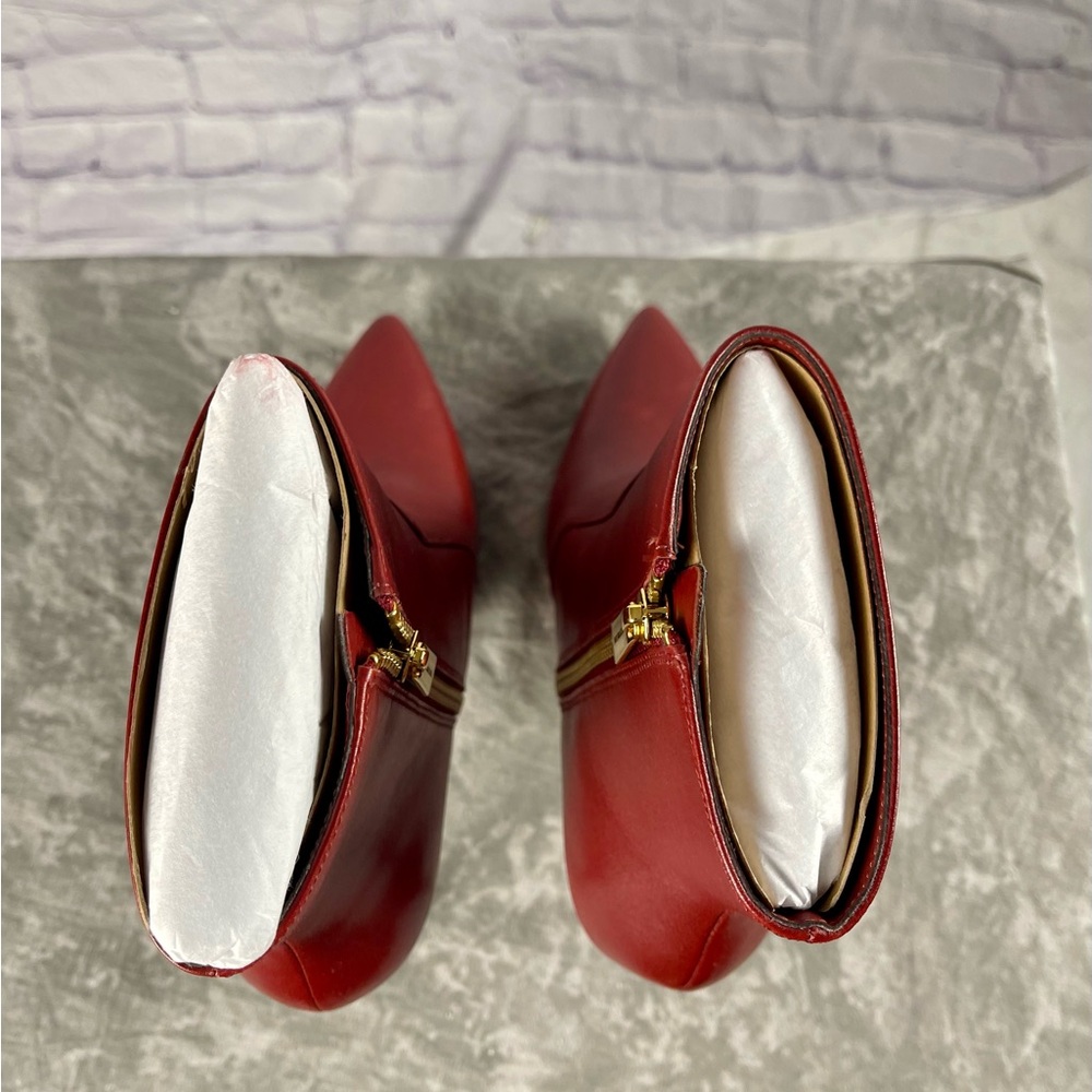 Brand New Michael Michael Kors Red Leather Rue Leather stiletto Booties 9M - Picture 5 of 14